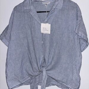 beachlunchlounge Blue and White Striped Button Down Shirt